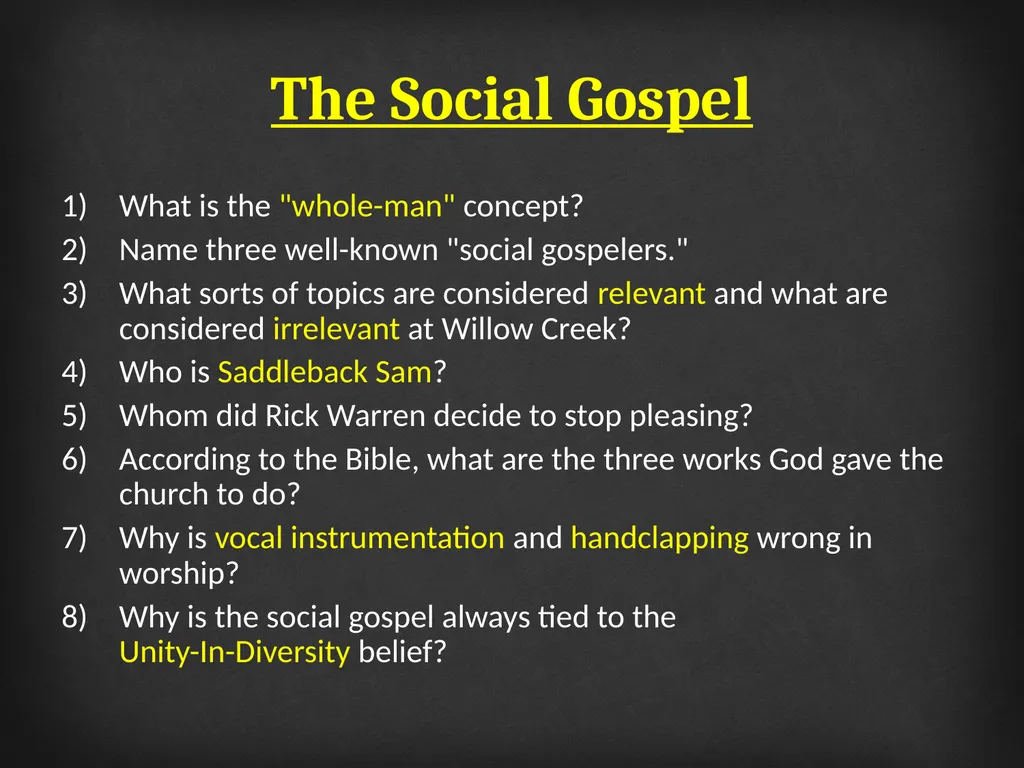 The Social Gospel What is the 
