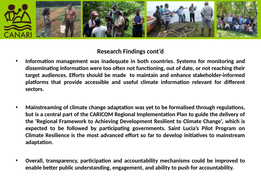 Participatory research to enhance climate change - slide 6 of 11