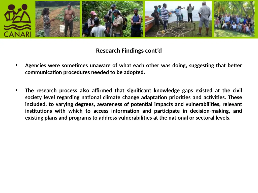 Participatory research to enhance climate change - slide 7 of 11