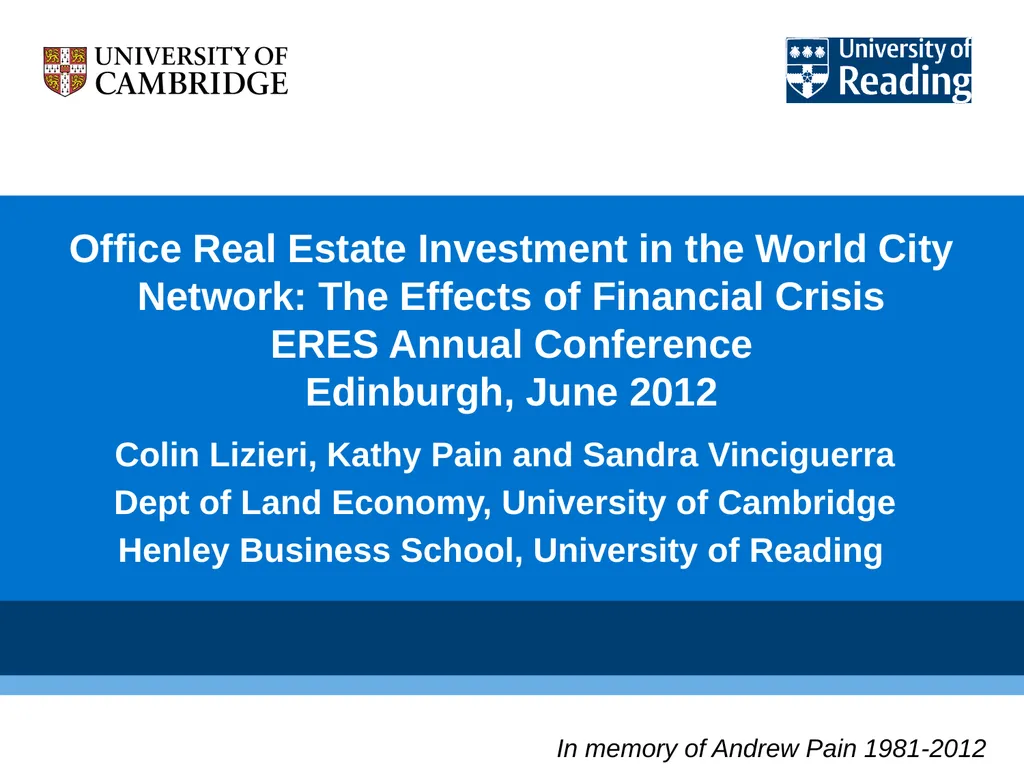 Office Real Estate Investment in the World City