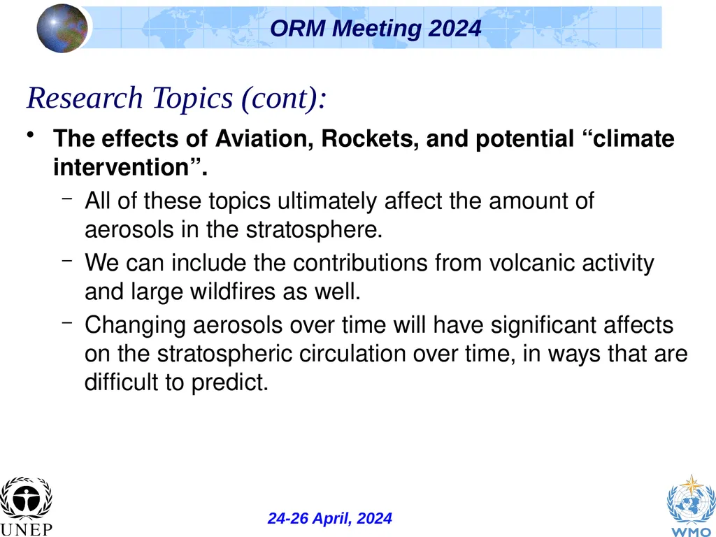 The Ozone Research Managers (ORM), the Science - slide 10 of 16