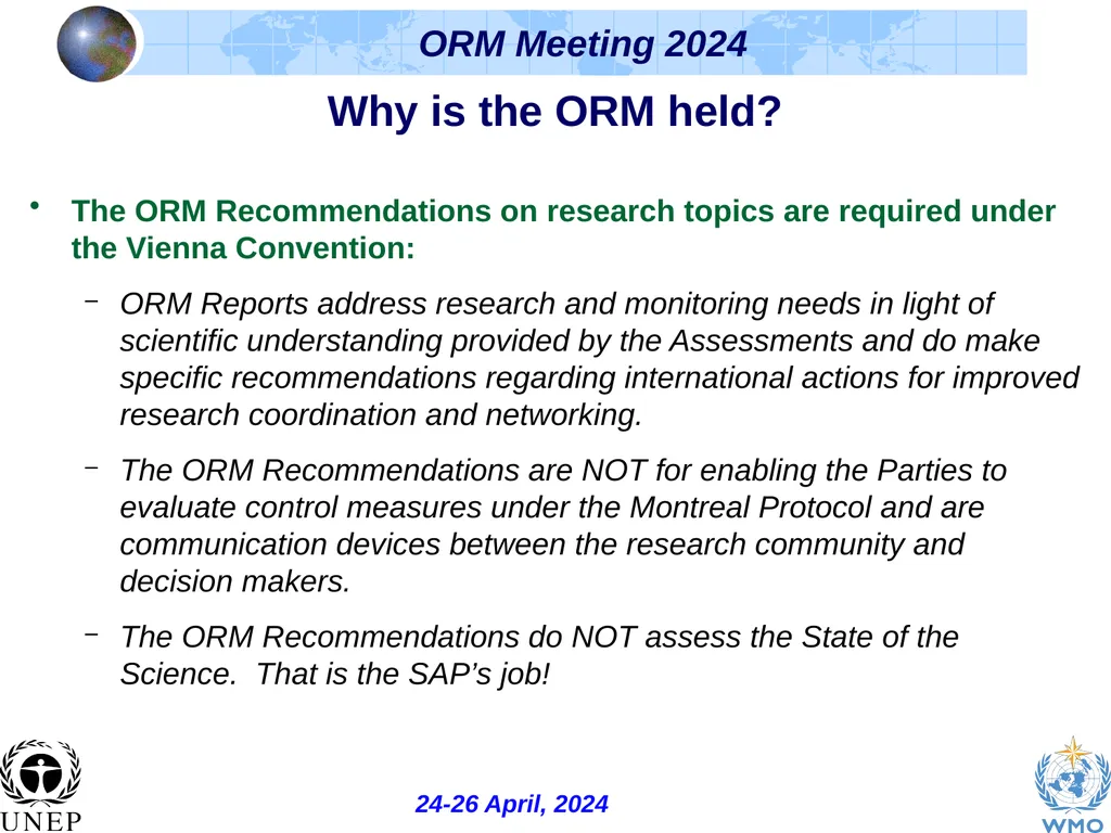 The Ozone Research Managers (ORM), the Science - slide 3 of 16
