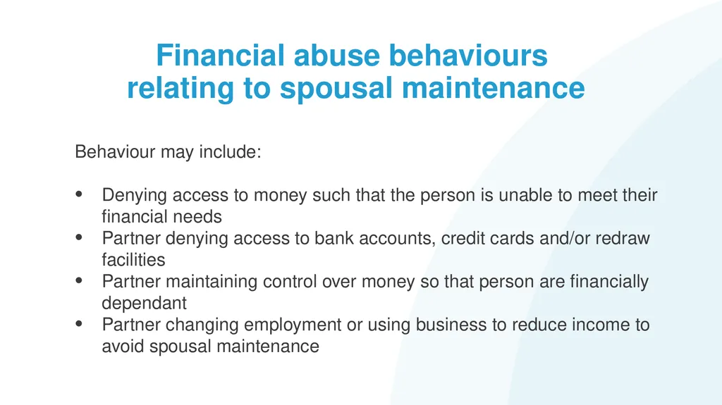 Family Law Remedies to Address Financial Abuse: - slide 8 of 46