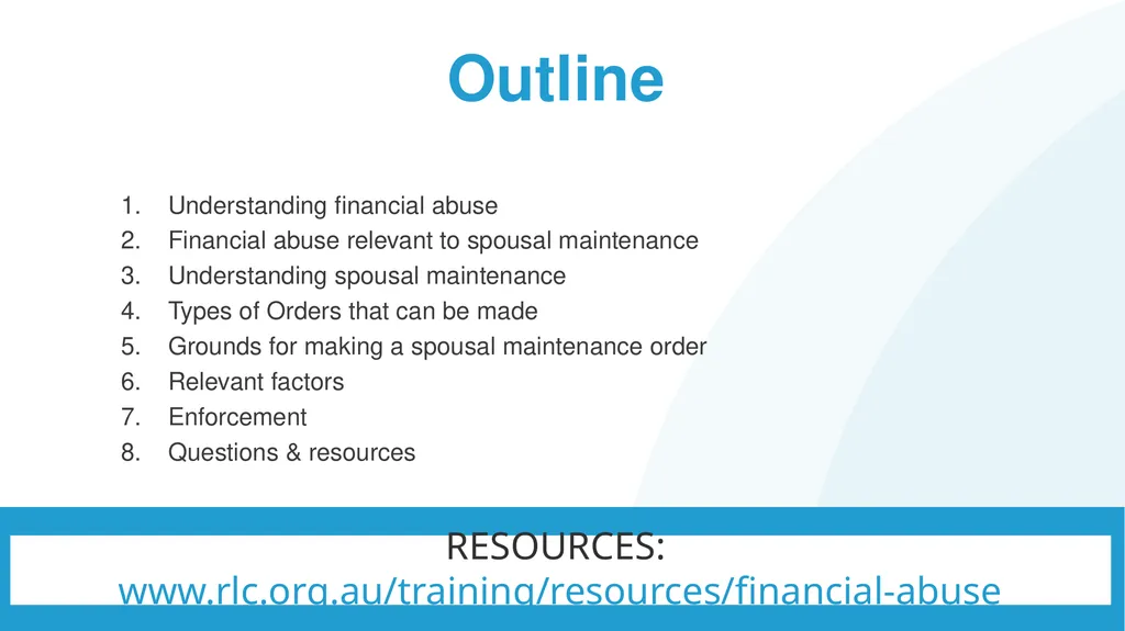 Family Law Remedies to Address Financial Abuse: - slide 3 of 46