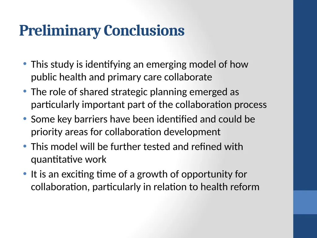 Collaborating for Health: Early results from the - slide 25 of 30