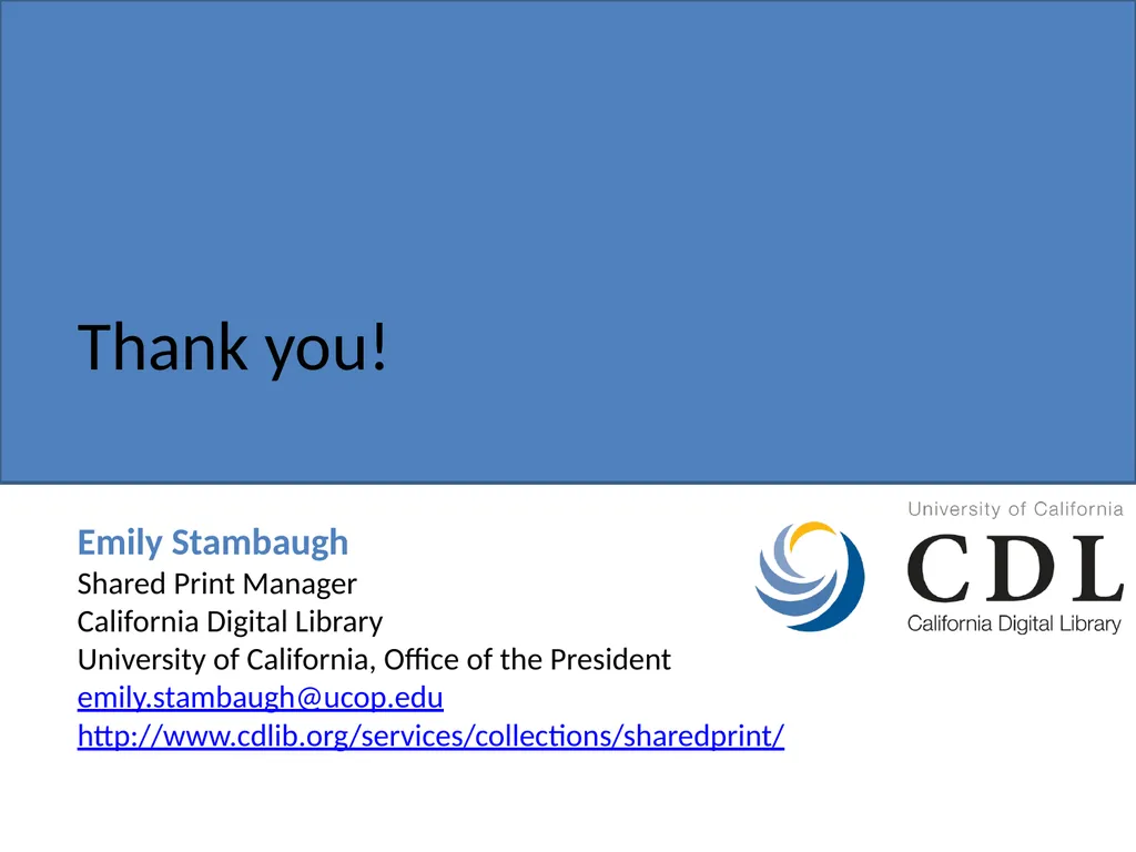 Moving Shared Print to the Network Level Emily - slide 24 of 24