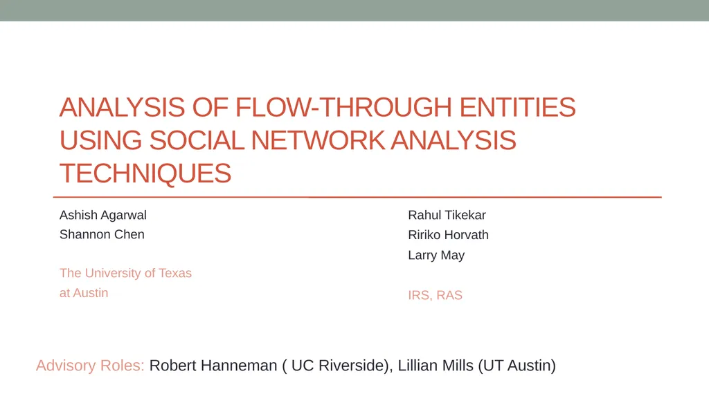 Analysis of Flow-through Entities Using Social
