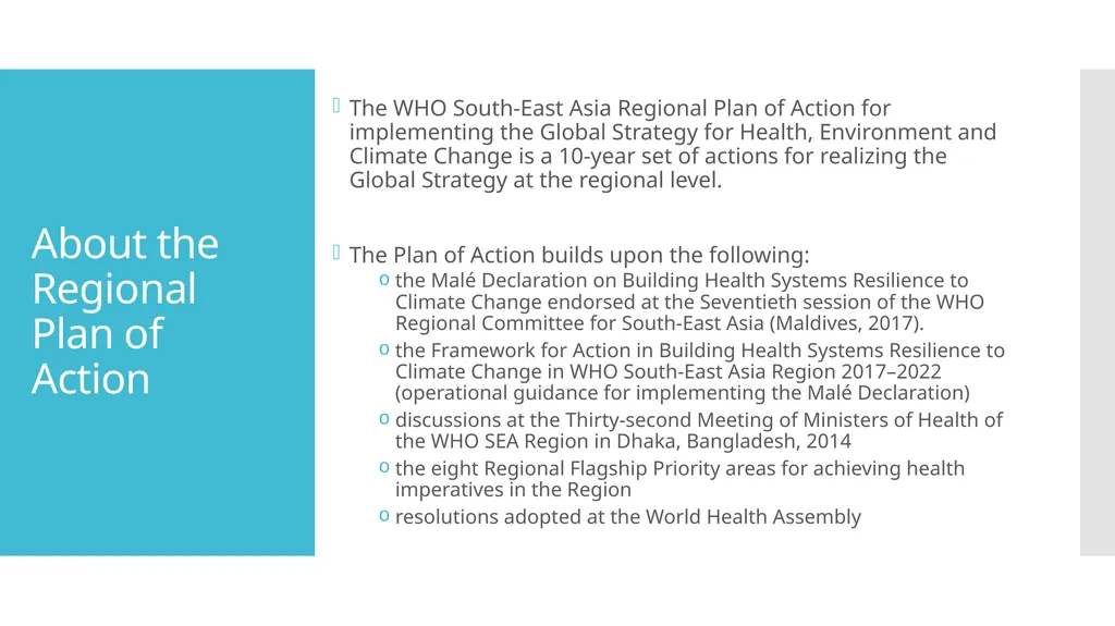 Regional Plan of Action for Implementing the WHO - slide 2 of 8