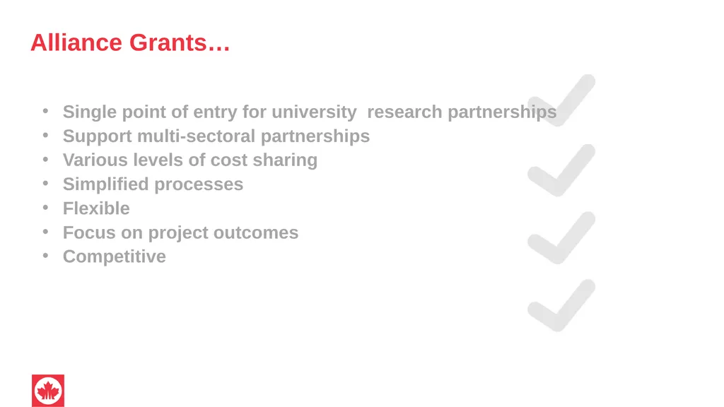 NSERC Alliance Grants Canada’s research - slide 44 of 47
