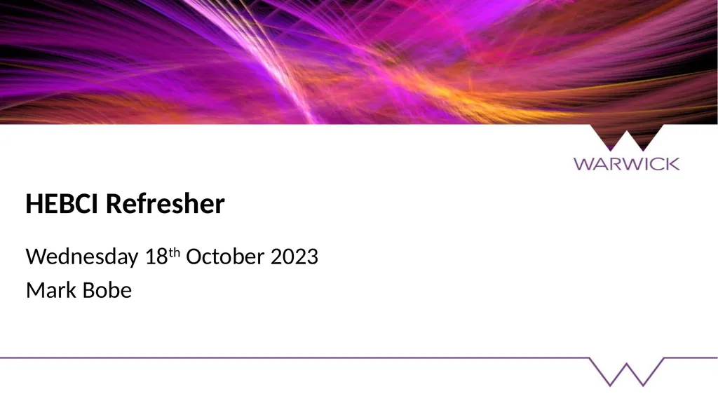 HEBCI Refresher Wednesday 18th October 2023 Mark - slide 1 of 15