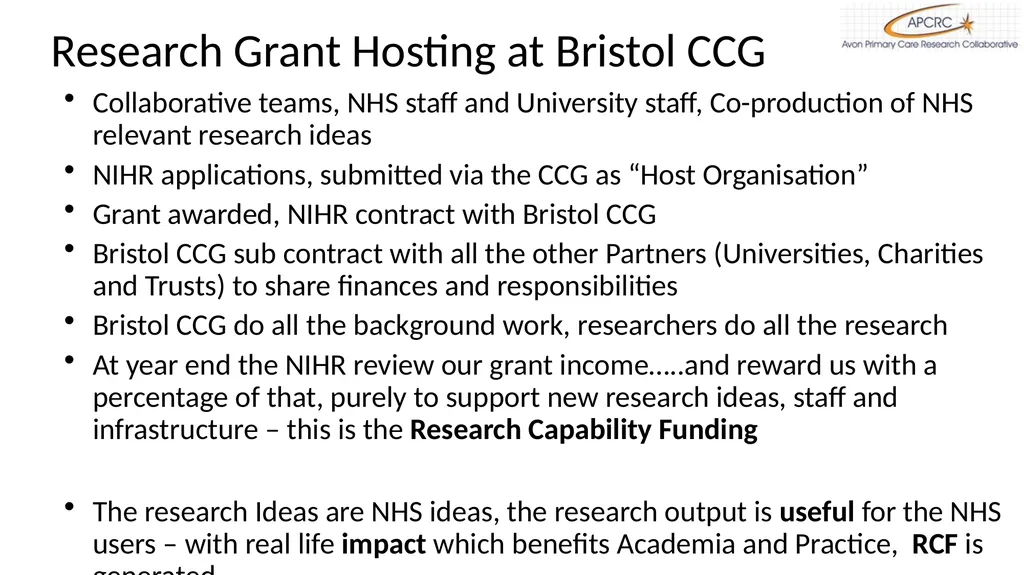 The Avon Primary Care Research Collaborative R&D - slide 7 of 12
