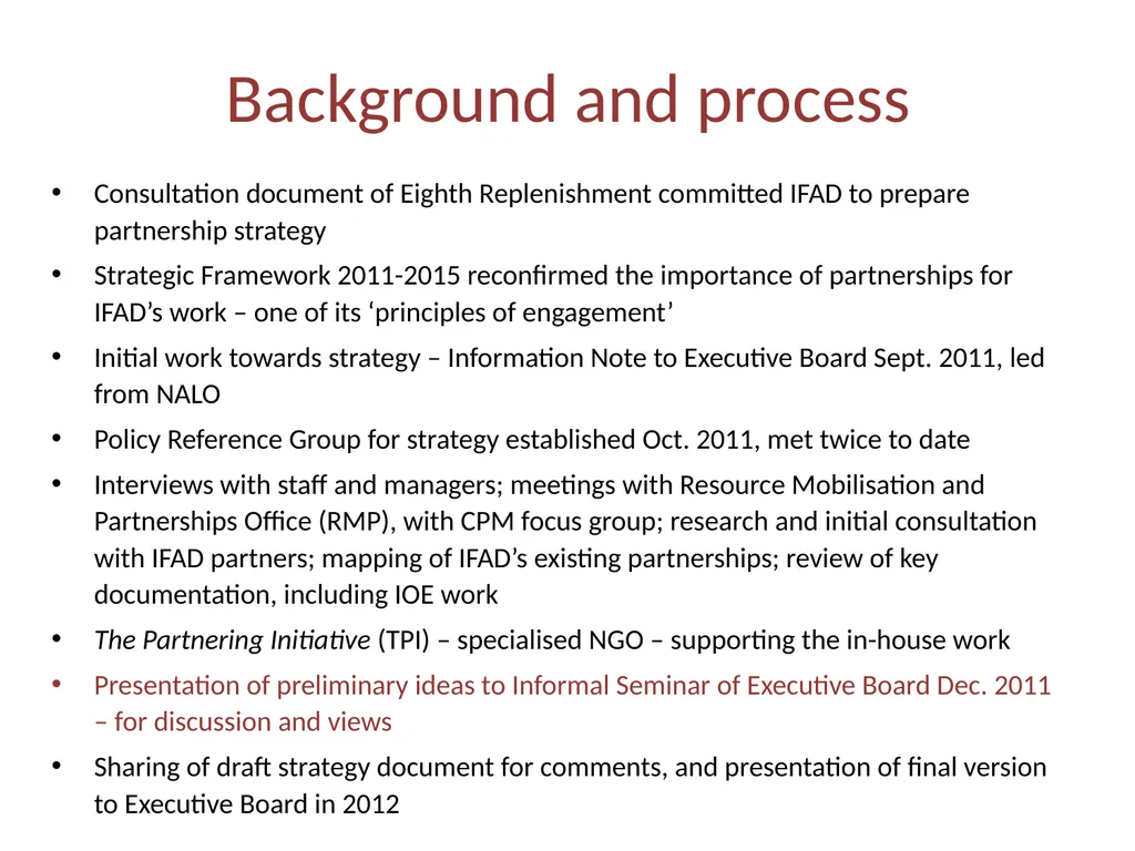 IFAD partnership strategy Presentation to informal - slide 2 of 14