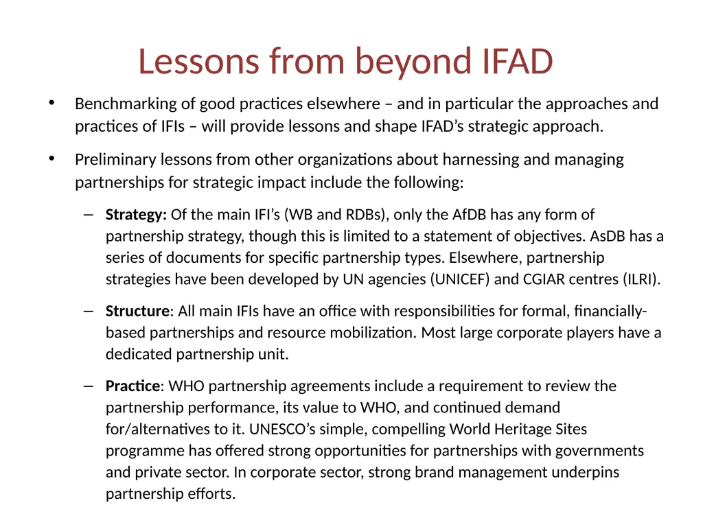 IFAD partnership strategy Presentation to informal - slide 9 of 14