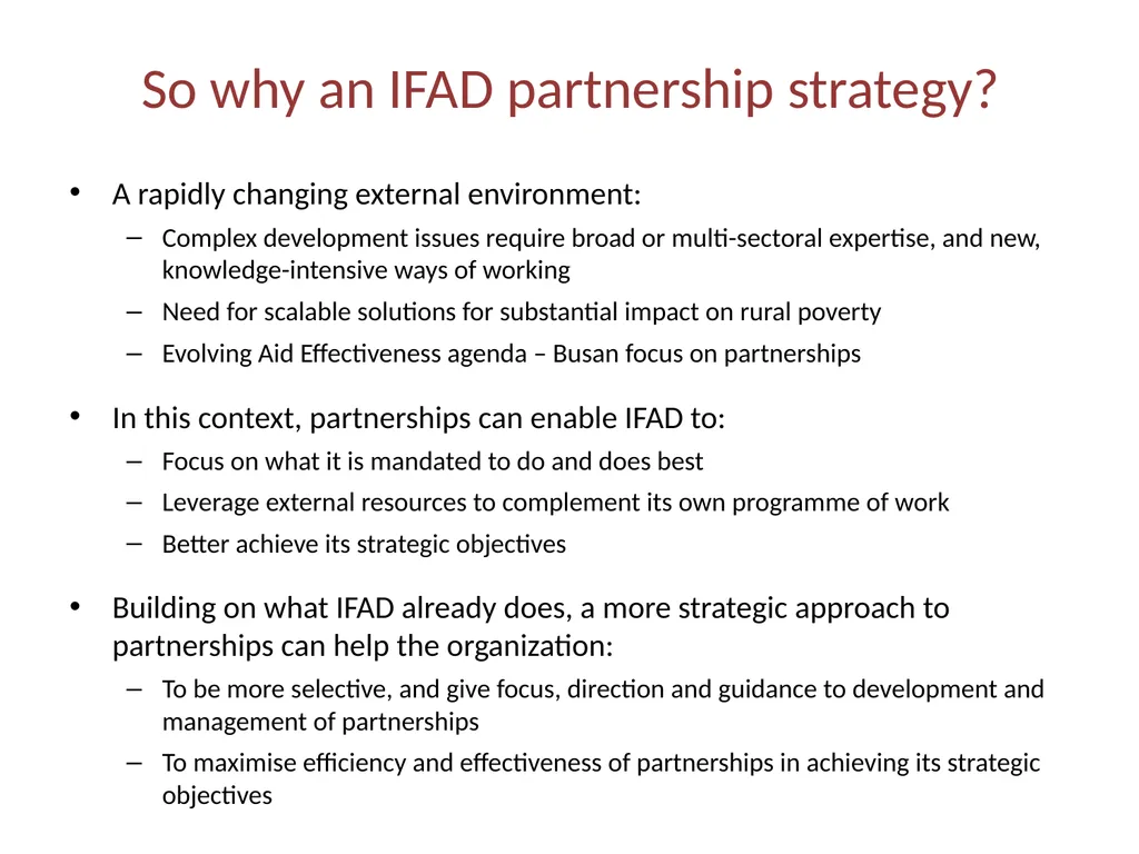 IFAD partnership strategy Presentation to informal - slide 4 of 14