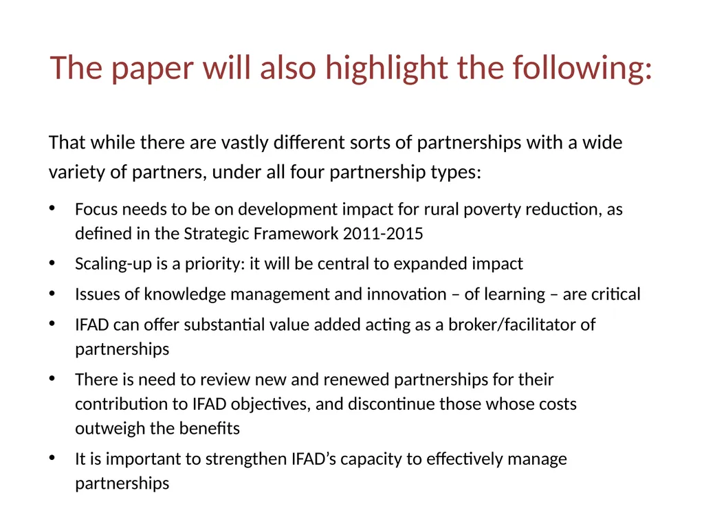 IFAD partnership strategy Presentation to informal - slide 12 of 14