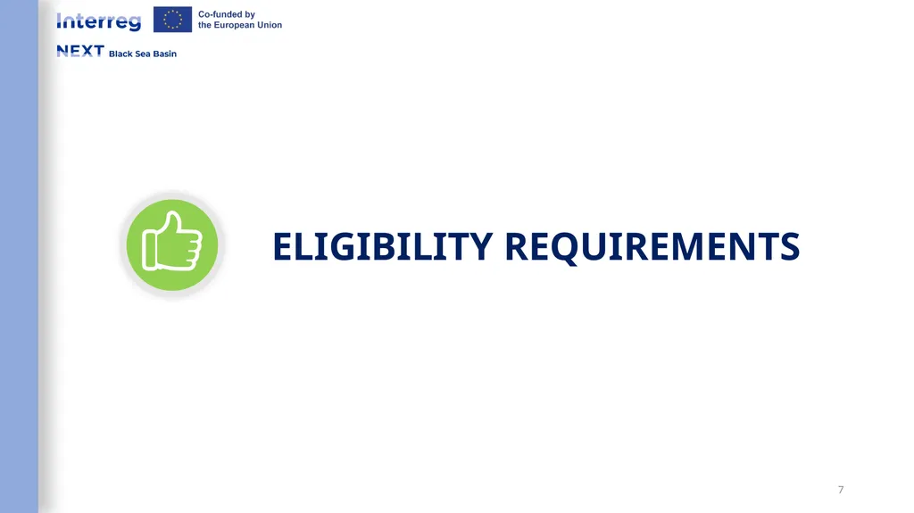 Interreg NEXT Black Sea Basin Programme Webinar - slide 7 of 31