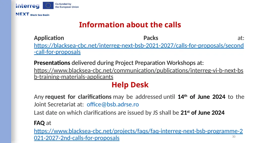 Interreg NEXT Black Sea Basin Programme Webinar - slide 30 of 31