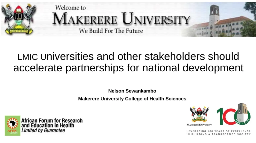 LMIC Universities and other stakeholders should - slide 1 of 9