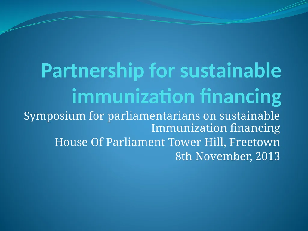 Partnership for sustainable immunization financing - slide 1 of 20