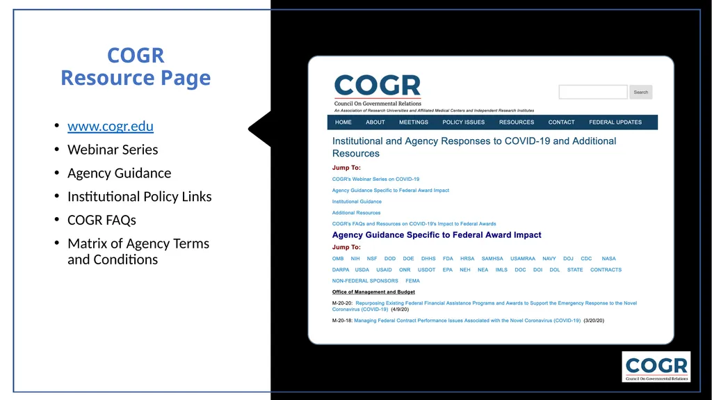 Research and the COVID-19 Crisis COGR Perspectives - slide 7 of 8
