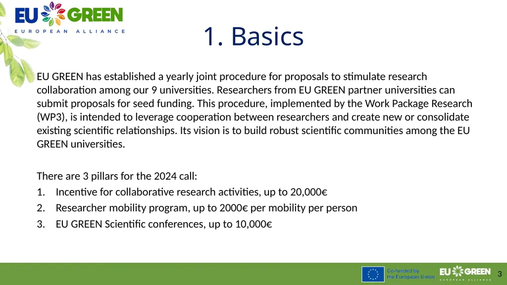 Procedure to leverage joint research activities - slide 3 of 28