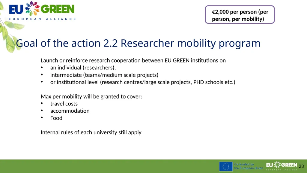 Procedure to leverage joint research activities - slide 23 of 28