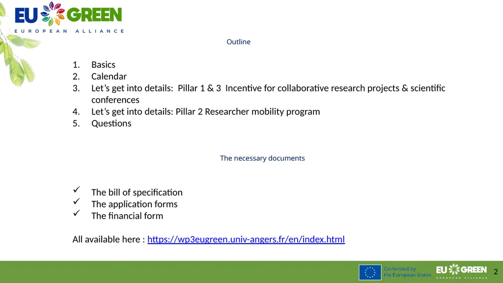 Procedure to leverage joint research activities - slide 2 of 28