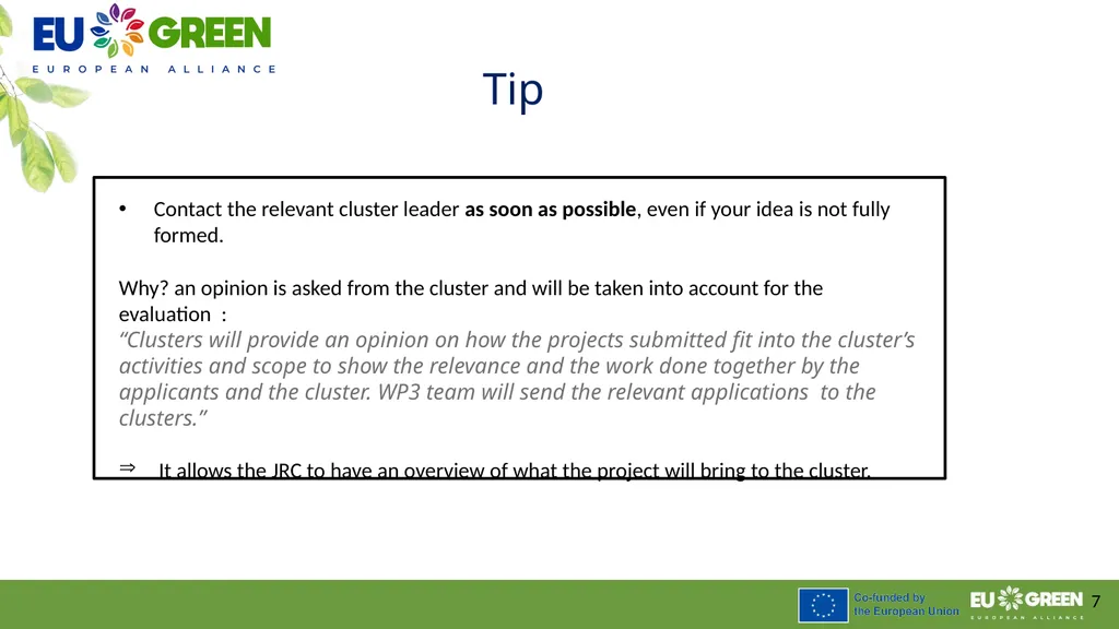 Procedure to leverage joint research activities - slide 7 of 28