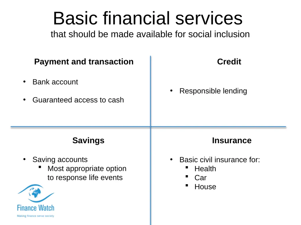 Financial inclusion and basic financial services - - slide 6 of 6