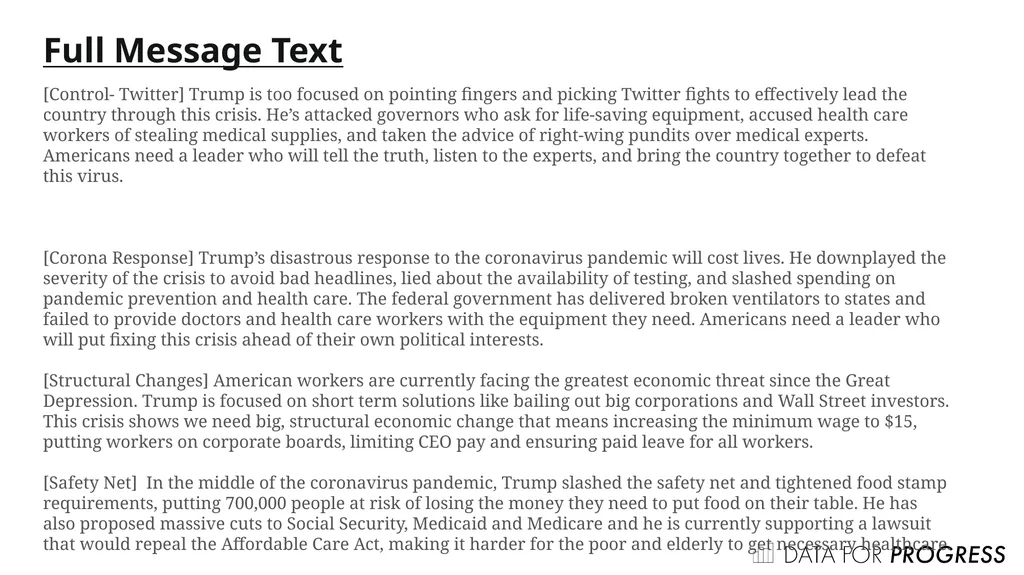 Design Data for Progress conducted a message test - slide 10 of 11