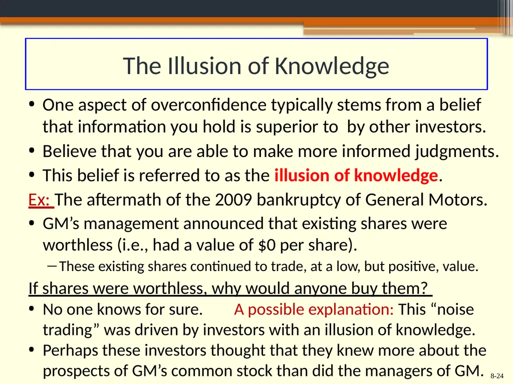 Chapter 8 Behavioral Finance and the Psychology of - slide 24 of 50