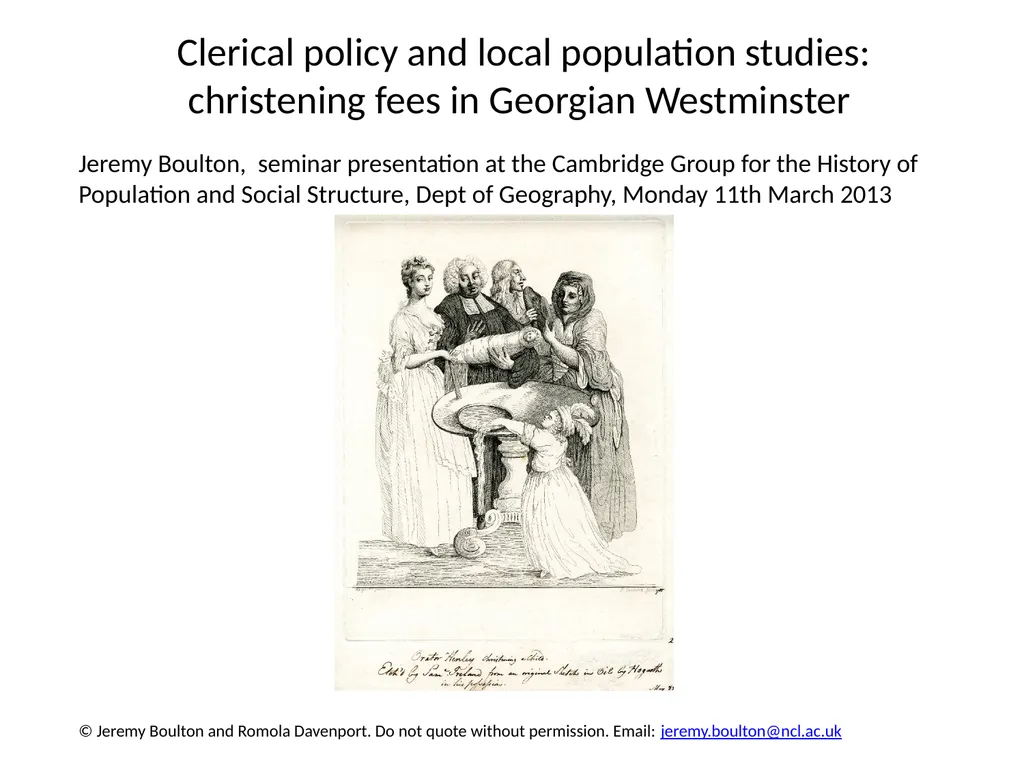Jeremy Boulton, seminar presentation at the