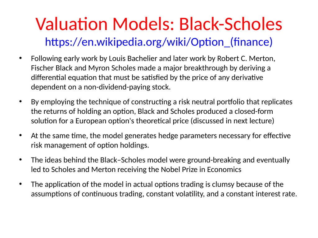 Lecture 19 Options and Derivatives John Rundle - slide 32 of 39