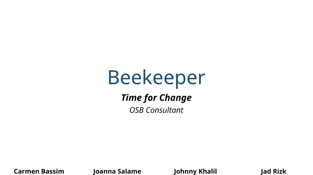 Beekeeper Time for Change OSB Consultant