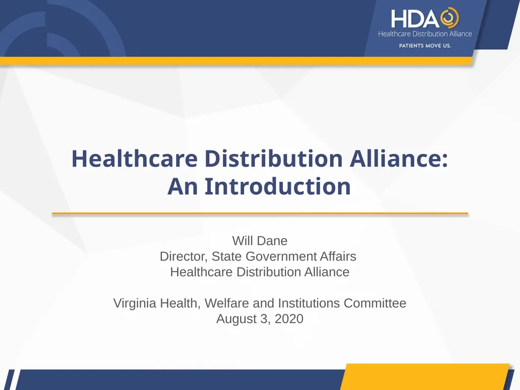 Healthcare Distribution Alliance: An Introduction - slide 1 of 13