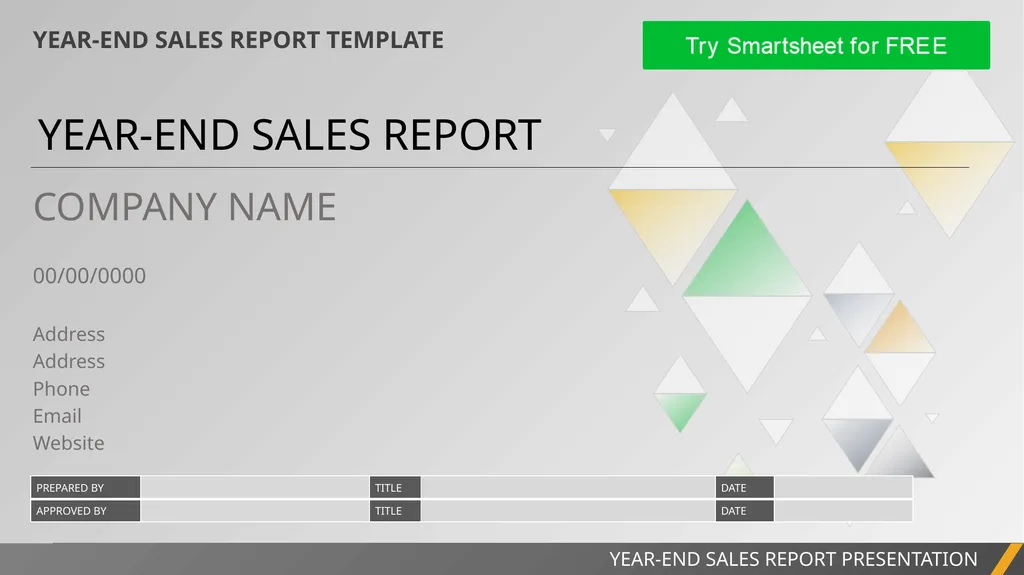 YEAR-END SALES REPORT TEMPLATE YEAR-END SALES - slide 1 of 11