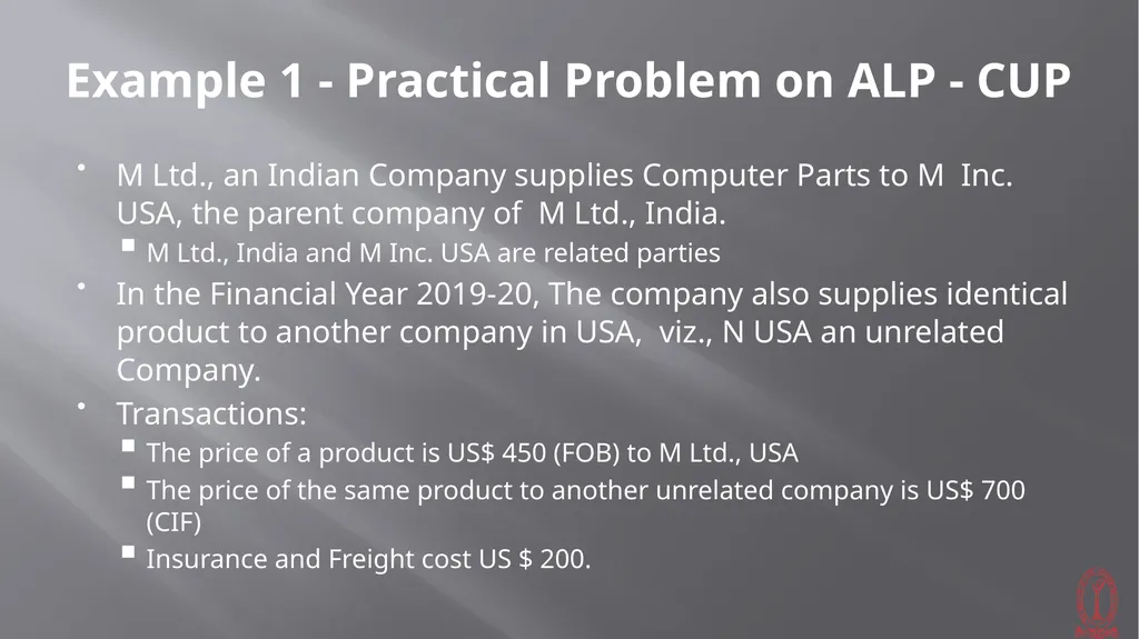 Transfer Pricing Issues CMA S VENKANNA COST - slide 14 of 39