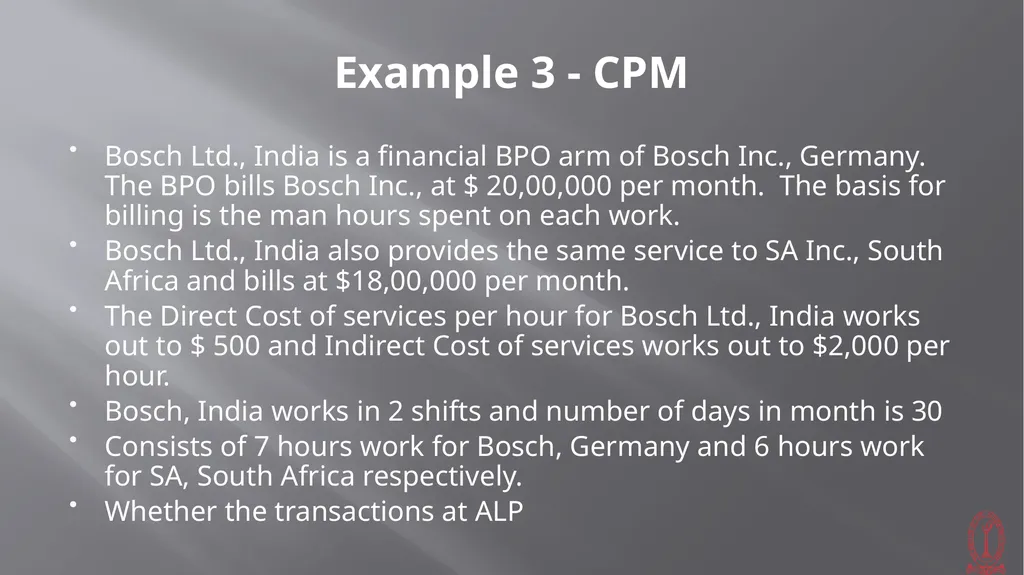 Transfer Pricing Issues CMA S VENKANNA COST - slide 22 of 39