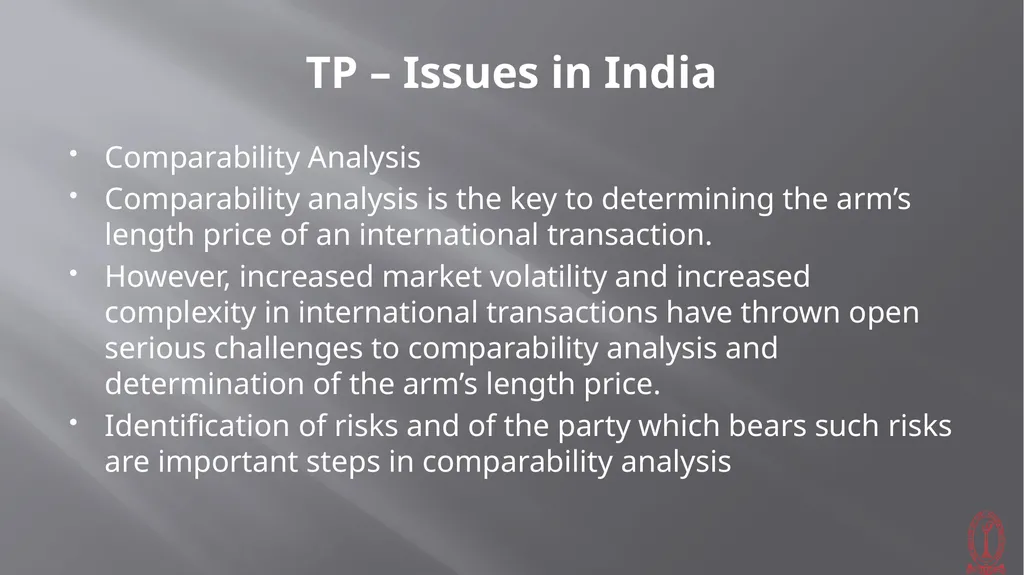 Transfer Pricing Issues CMA S VENKANNA COST - slide 31 of 39