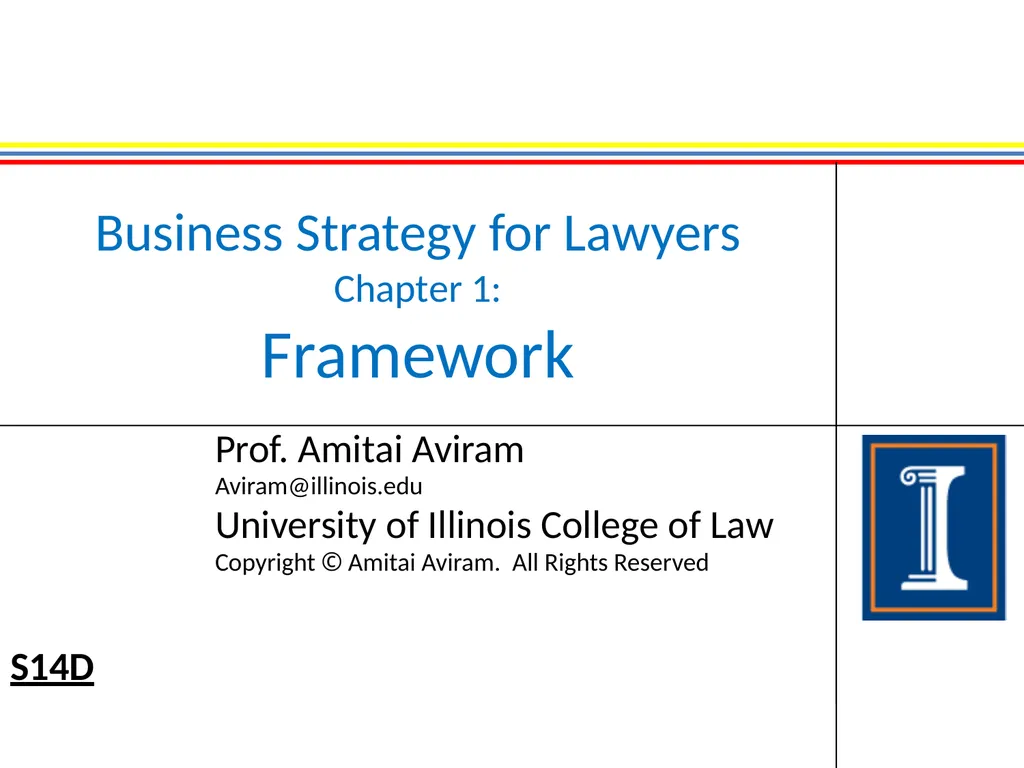 Business Strategy for Lawyers Chapter 1: Framework - slide 1 of 53