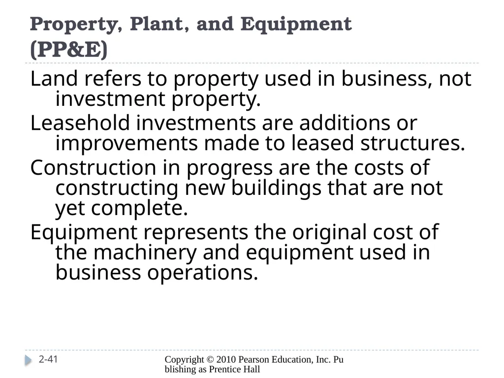 Analyzing Investing Activities The Balance Sheet - slide 41 of 60