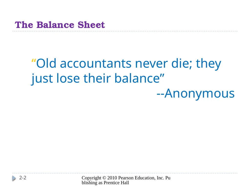 Analyzing Investing Activities The Balance Sheet - slide 2 of 60