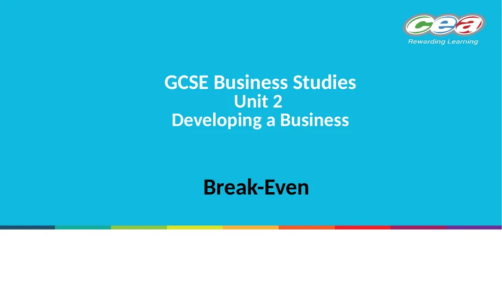 GCSE Business Studies Unit 2 Developing a Business - slide 1 of 25