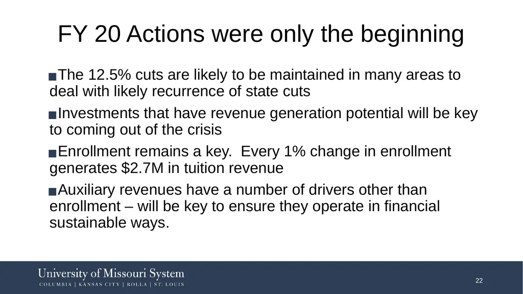 FY2021: Work Remains to Restructure to Financial - slide 22 of 25
