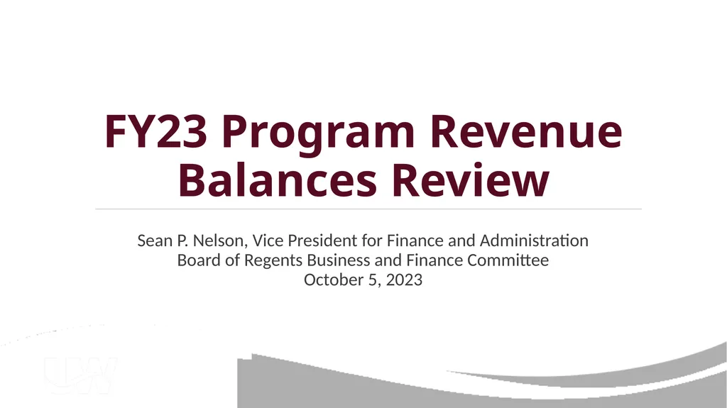 FY23 Program Revenue Balances Review Sean P. - slide 1 of 8