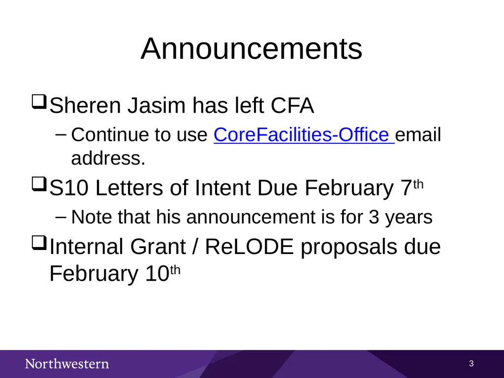 January 2022 Core Facilities Brown Bag Jan 28, - slide 3 of 23