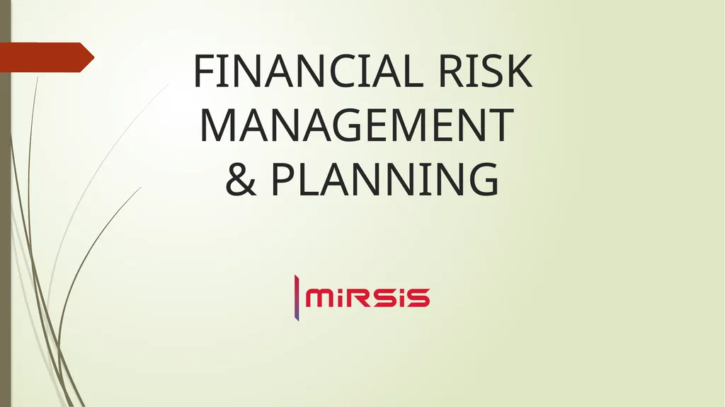 FINANCIAL RISK MANAGEMENT & PLANNING Contents - slide 1 of 12