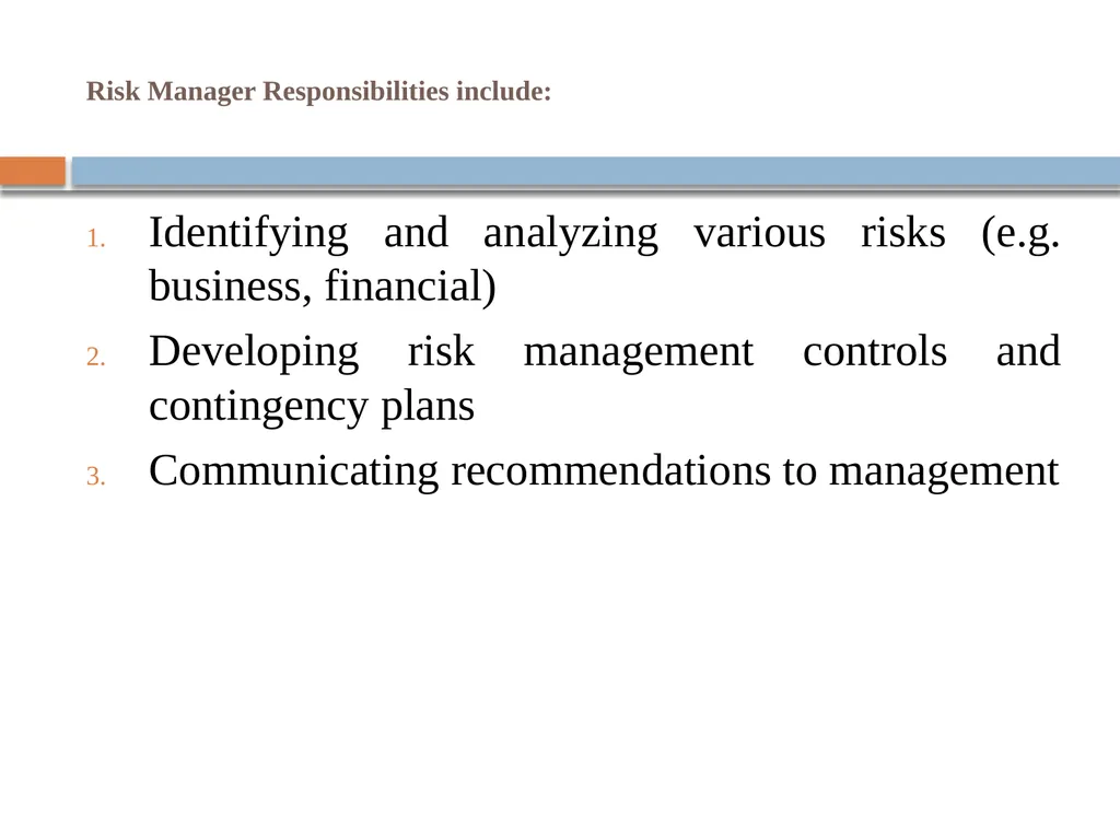 Risk Management: Guidelines and Responsibilities - slide 3 of 5