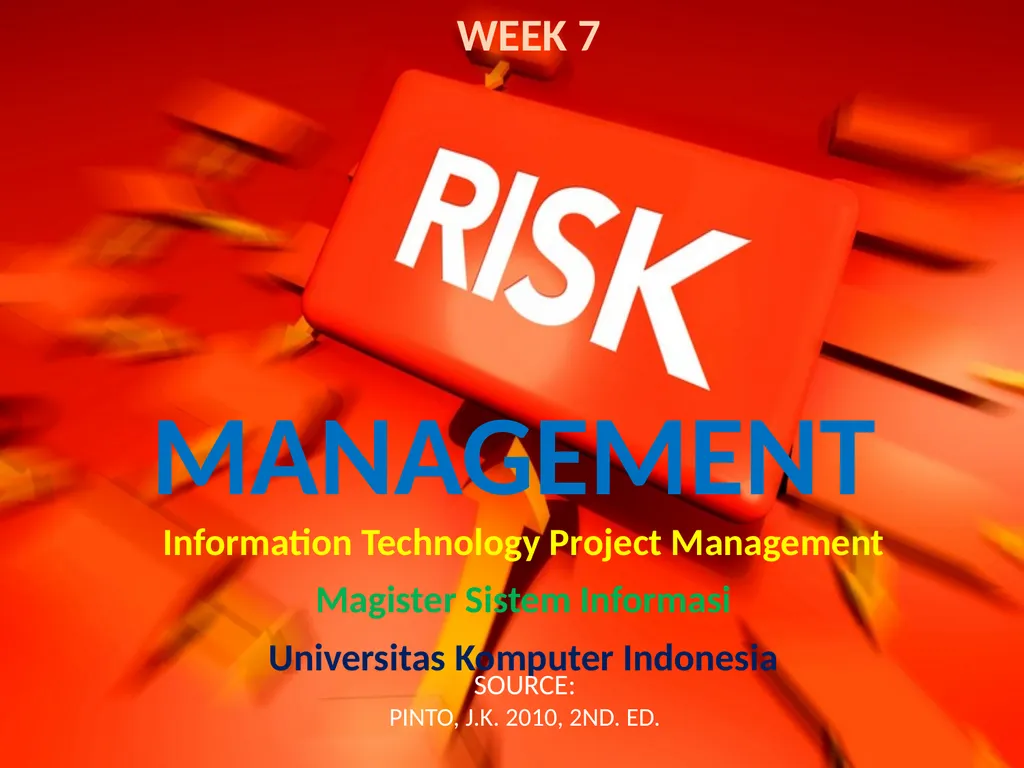 MANAGEMENT WEEK 7 Information Technology Project - slide 1 of 16