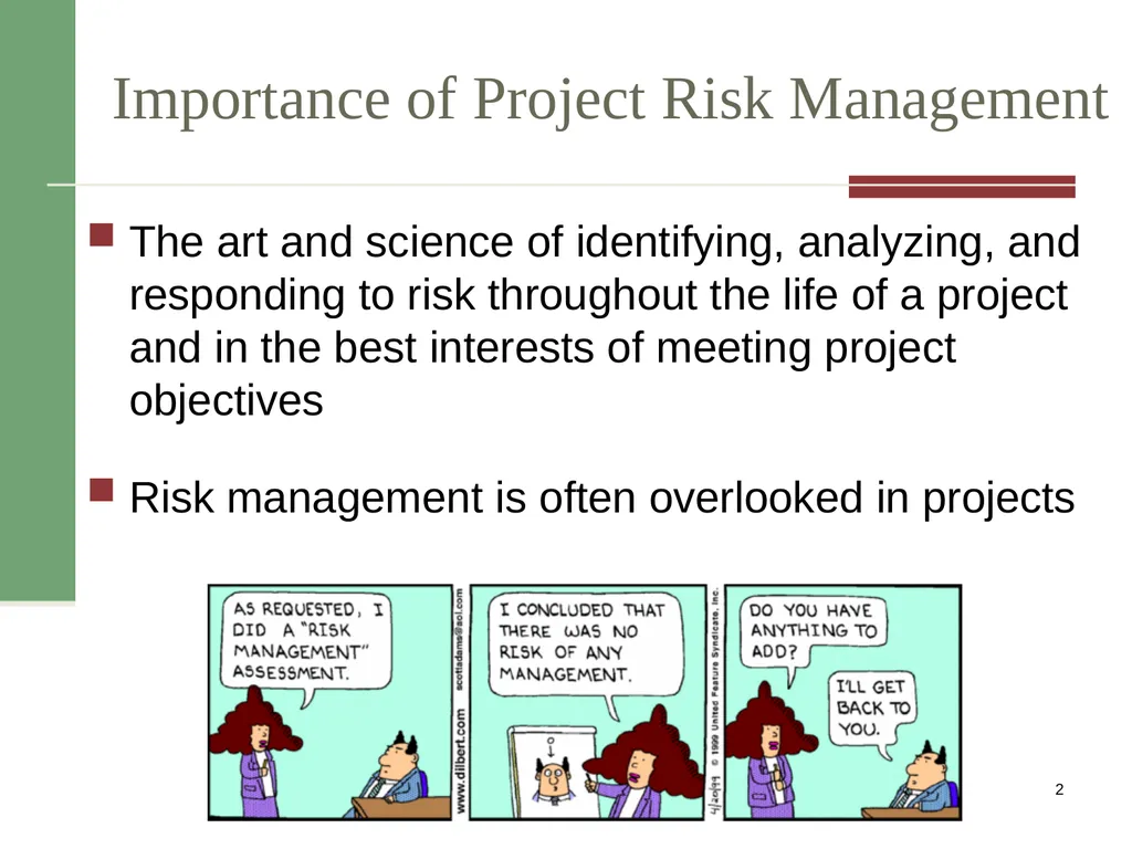 Risk Management PMI Knowledge Areas Importance of - slide 2 of 20
